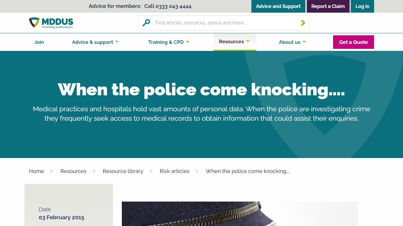 When the police come knocking…. - MDDUS